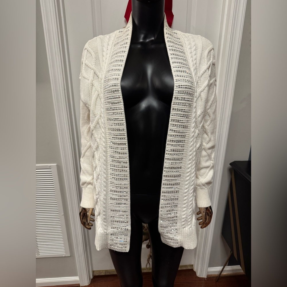 INC International Concepts Ivory Cable Knit Cardigan